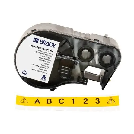 Produktfoto 1 von Brady Etikett Schwarz für BMP41, BMP51, BMP53, M410, M510, M511 auf Schwarz, Gelb 7.62 m 12.7 mm 7.62 m 12.7 mm