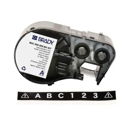 Produktfoto 1 von Brady Etikett Weiß für BMP41, BMP51, BMP53, M410, M510, M511 auf Schwarz, Weiß 7.62 m 12.7 mm 7.62 m 12.7 mm
