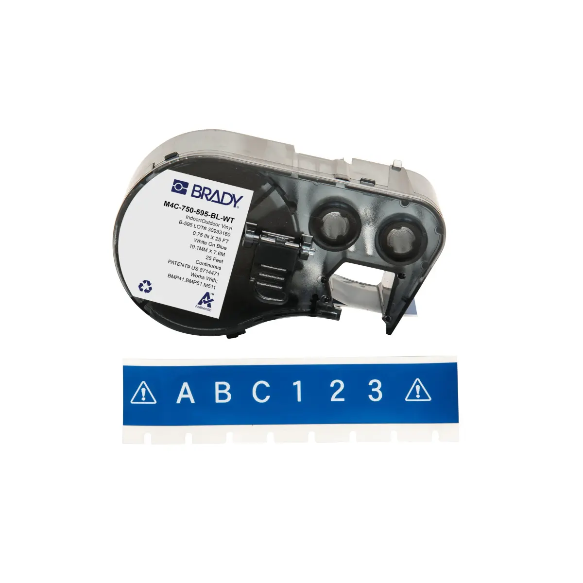 Produktfoto 1 von Brady B-595 Etikett für BMP41, BMP51, BMP53, M511, M410, M510 auf Weiß auf Blau