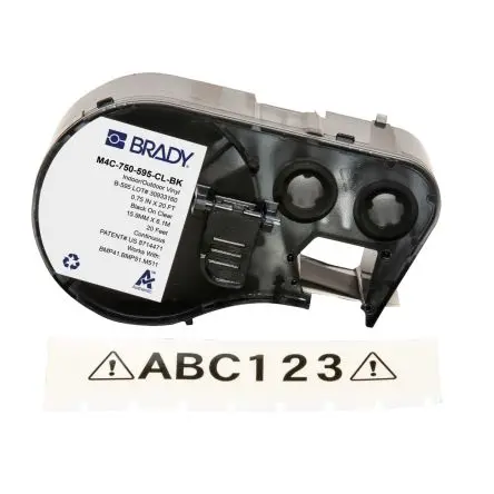 Produktfoto 1 von Brady Etikett Schwarz für BMP41, BMP51, BMP53, M410, M510, M511 auf Schwarz, Klar 6.096 m 19.05 mm 6.096 m 19.05 mm