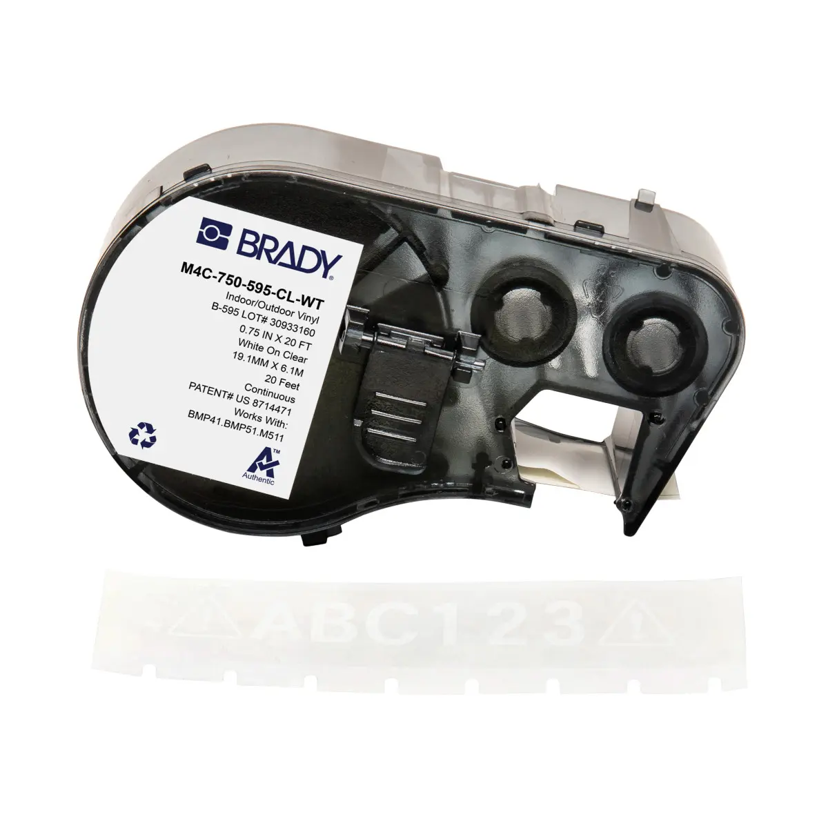 Produktfoto 1 von Brady B-595 Etikett für BMP41, BMP51, BMP53, M511, M410, M510 auf Weiß auf Transparent