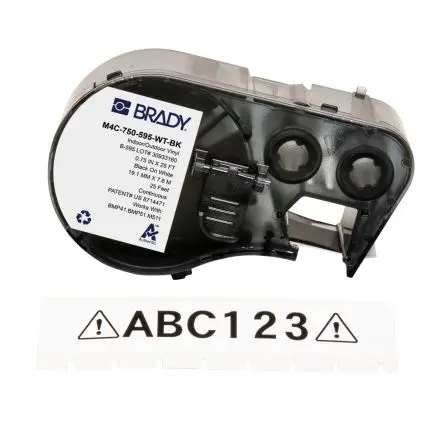 Produktfoto 1 von Brady Etikett Schwarz für BMP41, BMP51, BMP53, M410, M510, M511 auf Schwarz, Weiß 7.62 m 19.05 mm 7.62 m 19.05 mm