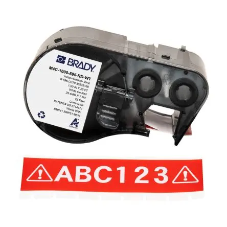 Produktfoto 1 von Brady Etikett Weiß für BMP41, BMP51, BMP53, M410, M510, M511 auf Weiß, Rot 7.62 m 25.4 mm 7.62 m 25.4 mm