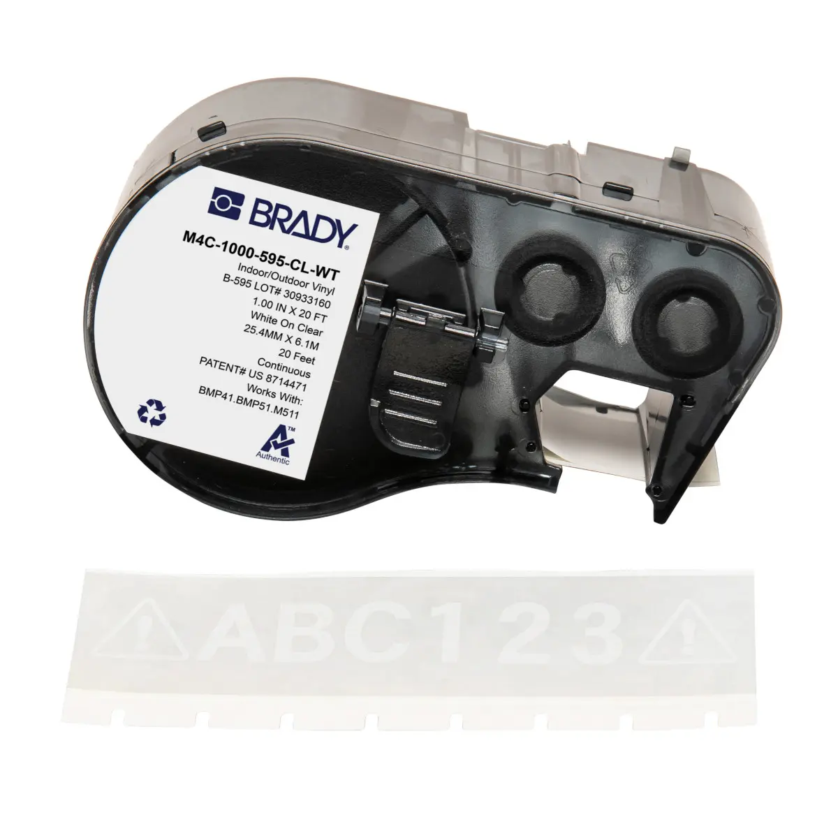Produktfoto 1 von Brady B-595 Etikett für BMP41, BMP51, BMP53, M511, M410, M510 auf Weiß auf Transparent