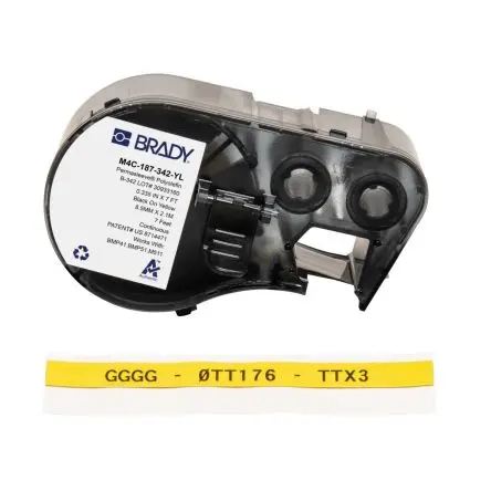 Produktfoto 1 von Brady Etikette auf Rolle B. 8.51 mm für BMP41, BMP51, BMP53, M410, M510, M511 1 pro Paket auf Schwarz, Gelb 2.13 m