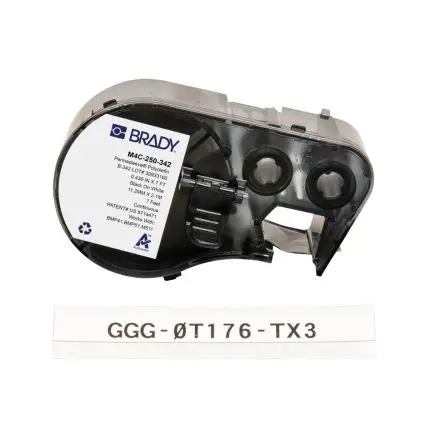 Produktfoto 1 von Brady Etikette auf Rolle B. 11.15 mm für BMP41, BMP51, BMP53, M410, M510, M511 1 pro Paket auf Schwarz, Weiß 2.13 m