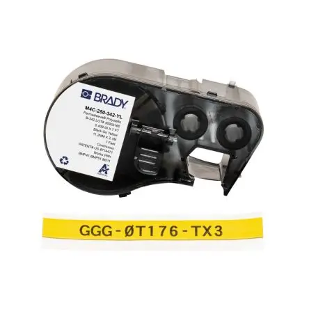 Produktfoto 1 von Brady Etikette auf Rolle B. 11.15 mm für BMP41, BMP51, BMP53, M410, M510, M511 1 pro Paket auf Gelb, Schwarz 2.13 m