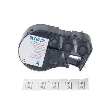 Produktfoto 1 von Brady Etikette auf Rolle B. 19.05 mm für BMP41, BMP51, BMP53, M410, M510, M511 80 pro Paket auf Schwarz, Weiß 8.509 mm