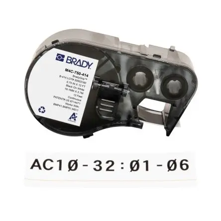 Brady Etikett B. 19.05 mm für BMP41, BMP51, BMP53, M410, M510, M511 1 Per Pack auf Schwarz, Weiß 3.6576 m Schwarz