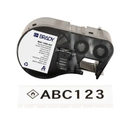 Produktfoto 1 von Brady Etikett Schwarz für BMP41, BMP51, BMP53, M410, M510, M511 auf Schwarz, Weiß 7.62 m 25.4 mm 7.62 m 25.4 mm