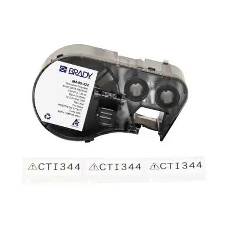 Produktfoto 1 von Brady Etikett Schwarz für BMP41, BMP51, BMP53, M410, M510, M511 auf Weiß, Schwarz 38.1 mm 12.7 mm 38.1 mm 12.7 mm