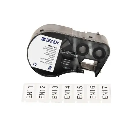 Produktfoto 1 von Brady Etikett Schwarz für BMP41, BMP51, BMP53, M410, M510, M511 auf Weiß, Schwarz 12.7 mm 25.4 mm 12.7 mm 25.4 mm