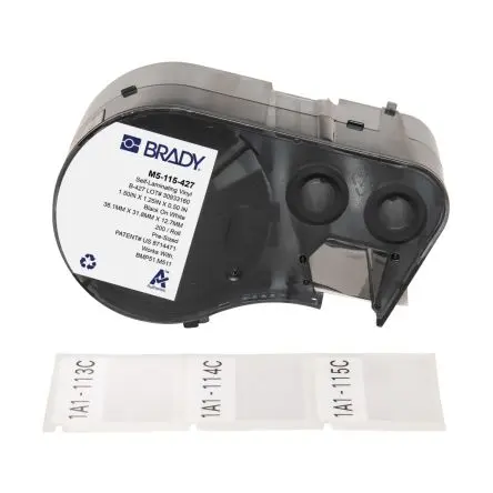 Produktfoto 1 von Brady B-427 Etikett für BMP51, BMP53, M511, M510 auf Schwarz auf Weiß, Transparent, 31.75mm