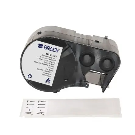 Produktfoto 1 von Brady B-427 Etikett für BMP51, BMP53, M511, M510 auf Schwarz auf Weiß, Transparent, 101.60 x 38.10mm