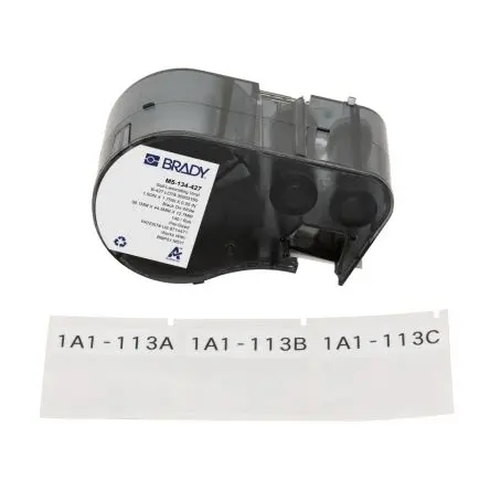 Produktfoto 1 von Brady B-427 Etikett für BMP51, BMP53, M511, M510 auf Schwarz auf Weiß, Transparent, 38.10mm