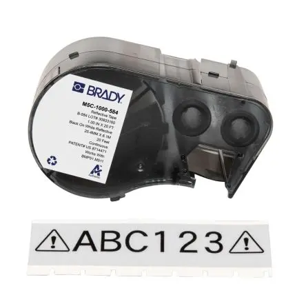 Produktfoto 1 von Brady Etikett Schwarz für BMP51, BMP53, M510, M511 auf Schwarz, Weiß 6.1 m 25.4 mm 6.1 m 25.4 mm