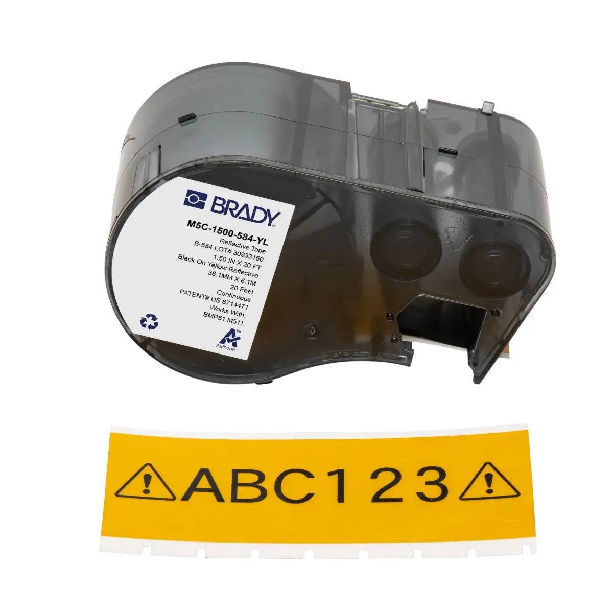 Produktfoto 1 von Brady B-584 Etikett für BMP51, BMP53, M511, M510 auf Schwarz auf Gelb