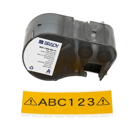 Produktfoto 1 von Brady Etikett Schwarz für BMP51, BMP53, M510, M511 auf Schwarz, Gelb 6.1 m 38.1 mm 6.1 m 38.1 mm