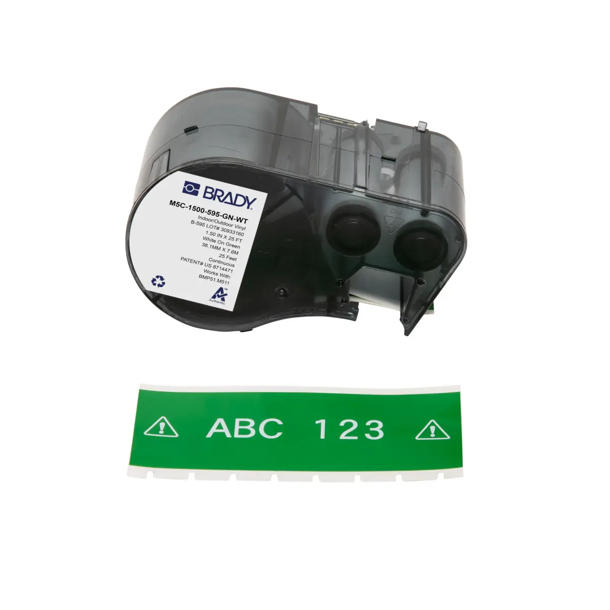 Produktfoto 1 von Brady B-595 Etikett für BMP51, BMP53, M511, M510 auf Weiß auf Grün