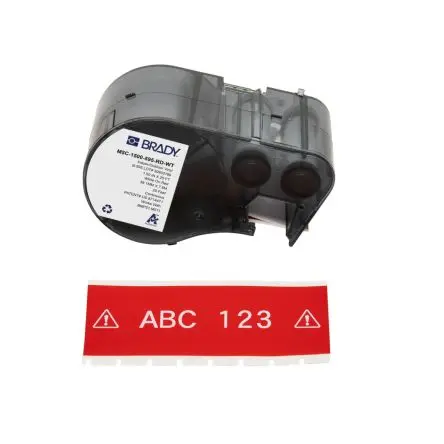 Produktfoto 1 von Brady Etikett Weiß für BMP51, BMP53, M510, M511 auf Rot, Weiß 7.62 m 38.1 mm 7.62 m 38.1 mm