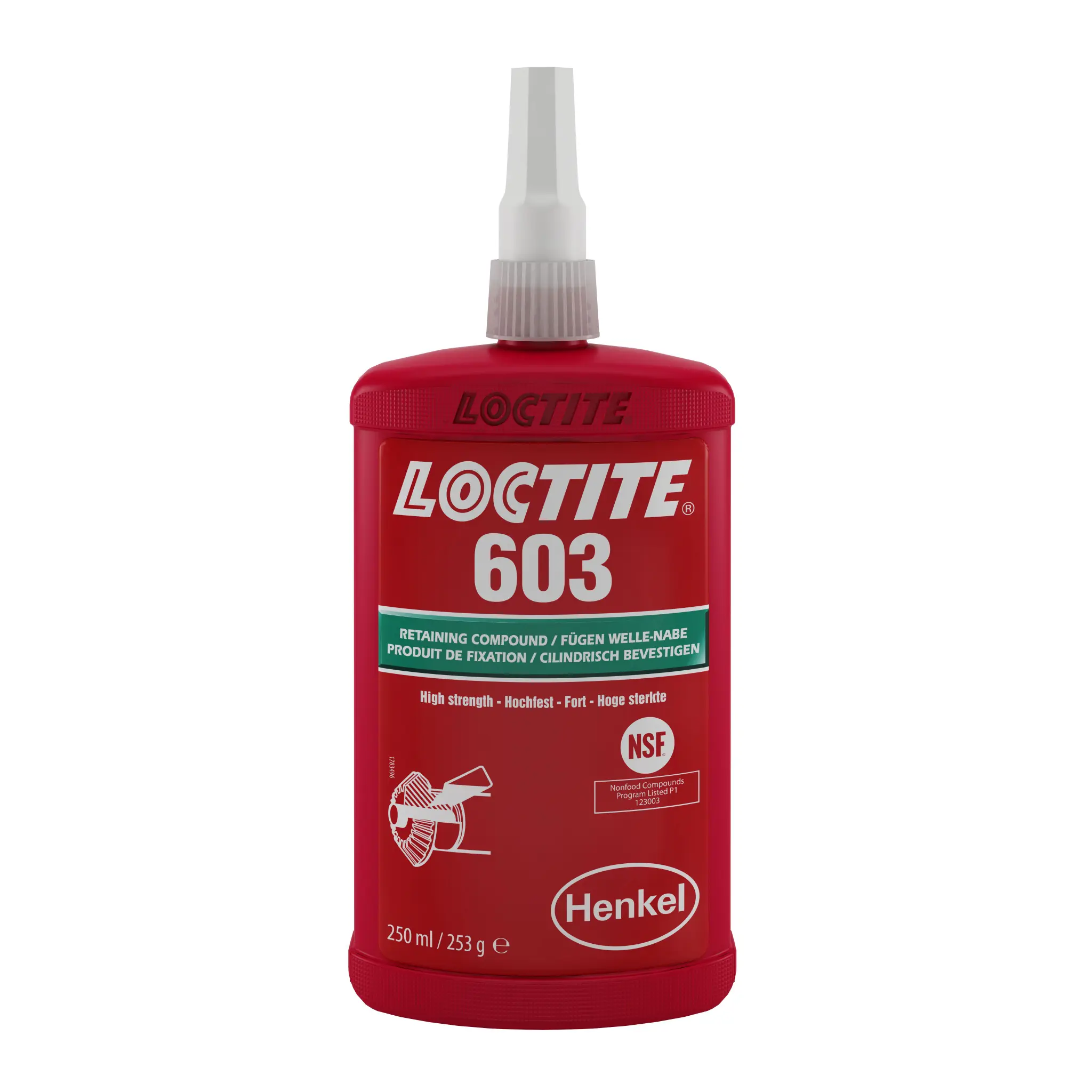 Produktfoto 1 von Loctite 603 Fügeklebstoff, Hoch Flüssig Grün Urethanmethacrylat, Flasche 250 ml, 150 °C, 0 °C