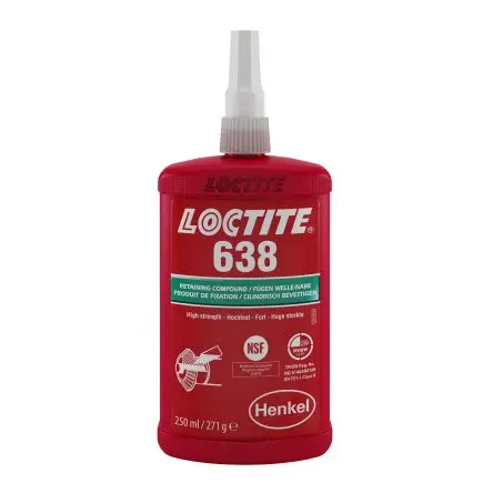 Produktfoto 1 von Loctite 638 Fügeklebstoff, Hoch Flüssig Grün Urethanmethacrylat, Flasche 250 ml, 200 °C, -25 °C