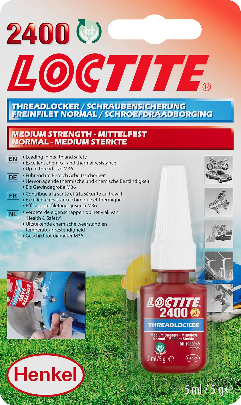 Produktfoto 1 von Loctite 2400 Schraubensicherung Blau 5 ML, Mittelfest aushärtend in 24 Std.
