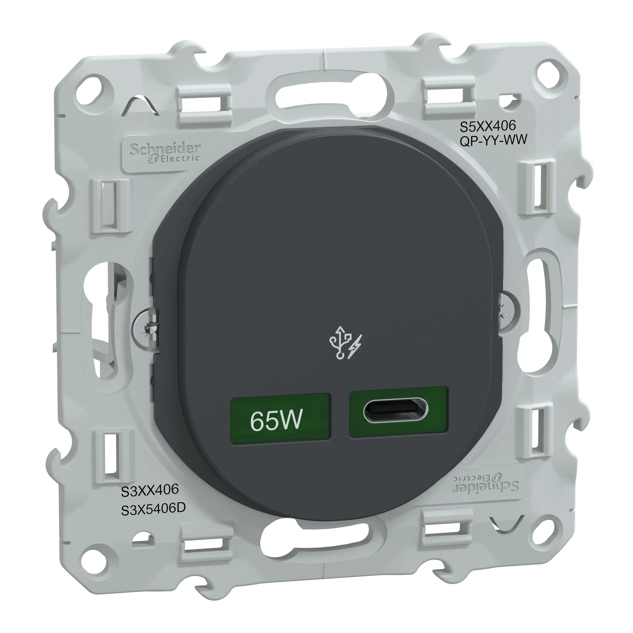 Produktfoto 1 von Schneider Electric Ovalis C Lichtschalter 1-teilig Anthrazit IP20 3 A, ABS