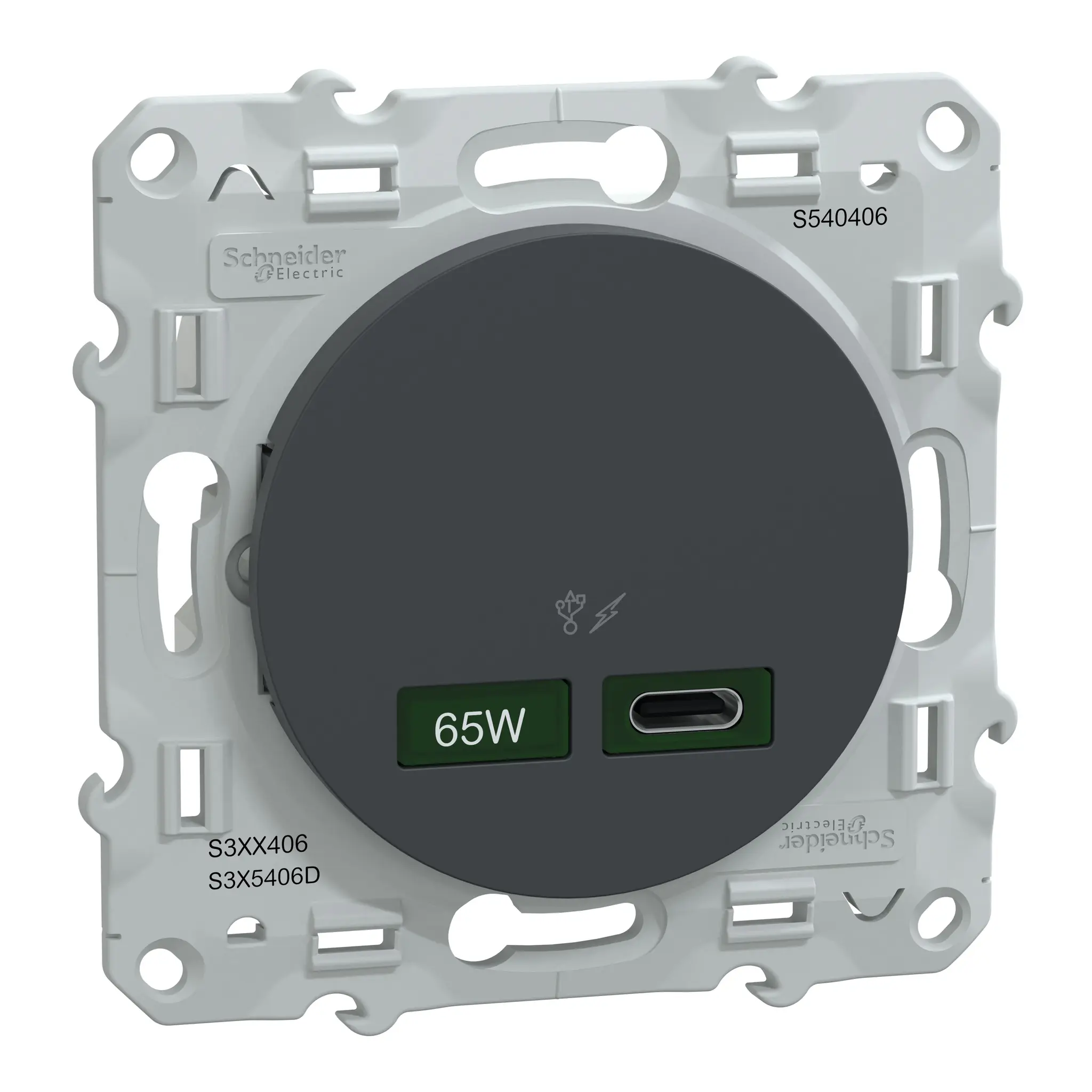 Produktfoto 1 von Schneider Electric Odace Lichtschalter 1-teilig Anthrazit IP20 3 A