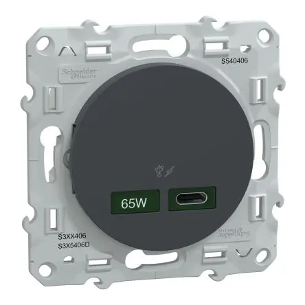 Produktfoto 1 von Schneider Electric Odace 2011 Lichtschalter 1-teilig Anthrazit IP20 3A