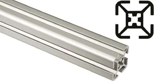 Produktfoto 1 von FlexLink Silber XF Aluminium Strebenprofil 30 x 30 mm, 4-fach Nut 7.2 mm, Länge 2000 mm XF