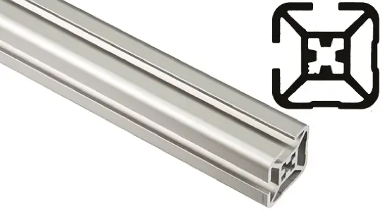 Produktfoto 1 von FlexLink Silber XF Aluminium Strebenprofil 30 x 30 mm, 2-fach Nut 7.2 mm, Länge 2000 mm XF