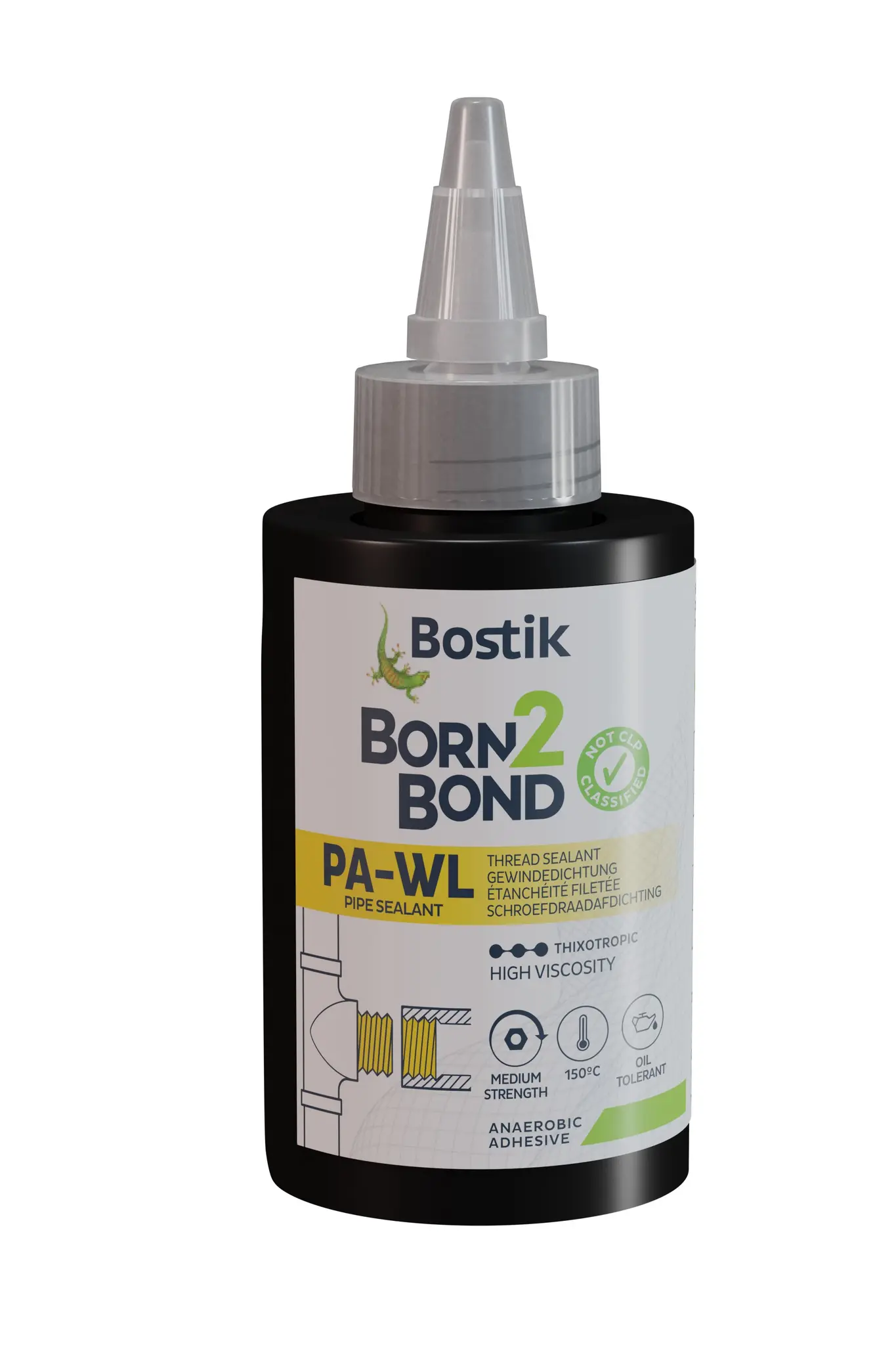 Produktfoto 1 von Bostik Born2Bond PA-WL Gewindedichtmittel anaerob Paste Gelb Rohrabdichtung, Flasche 50 ml aushärtend in 30 min