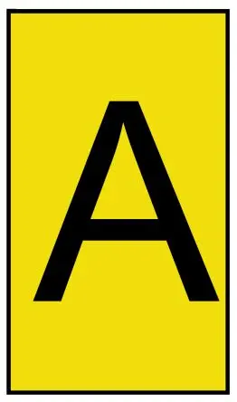 Produktfoto 1 von HellermannTyton Ovalgrip Kabelmarkierung Aufschiebbar, Beschriftung: A, Schwarz Gelb, Ø 1.7 mm - 3.6 mm, 4.0 mm x 5.3mm