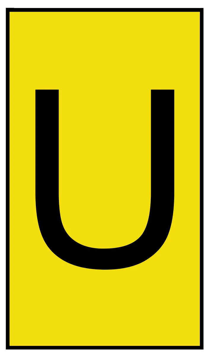 Produktfoto 1 von HellermannTyton Ovalgrip Kabelmarkierung Aufschiebbar, Beschriftung: U, Schwarz Gelb, Ø 1.7 mm - 3.6 mm, 5 mm x 5.3 mm