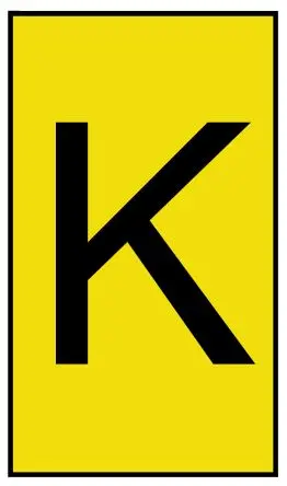 Produktfoto 1 von HellermannTyton Ovalgrip Kabelmarkierung Aufschiebbar, Beschriftung: K, Schwarz Gelb, Ø 2.5 mm - 6 mm, 5 mm x 8.6mm