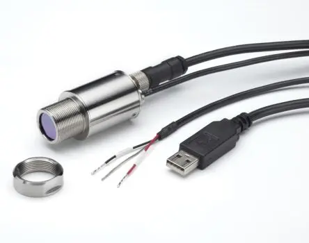 Produktfoto 1 von Calex Infrarot-Temperatursensor, Temperatursensor Ausgang, ±2°C or 1% of reading 1 m bis 300 °C, 45 °C Mit Gewinde