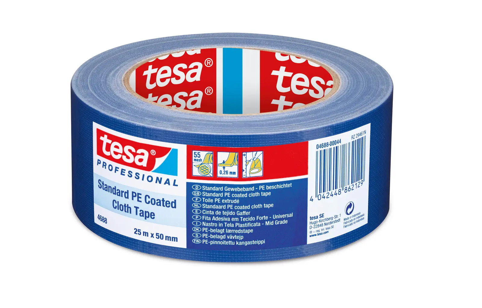 Produktfoto 1 von Tesa Tesa 4688 Tesa 4688 Gewebeband, Polyethylen Blau, 0.26 mm x 50 mm x 25 m PE-beschichtet