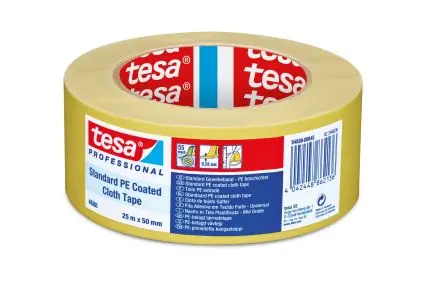 Produktfoto 1 von Tesa Tesa 4688 04688-00045 Gewebeband, Polyethylengewebe Gelb, 0.26 mm x 50mm x 25 mm PE-beschichtet