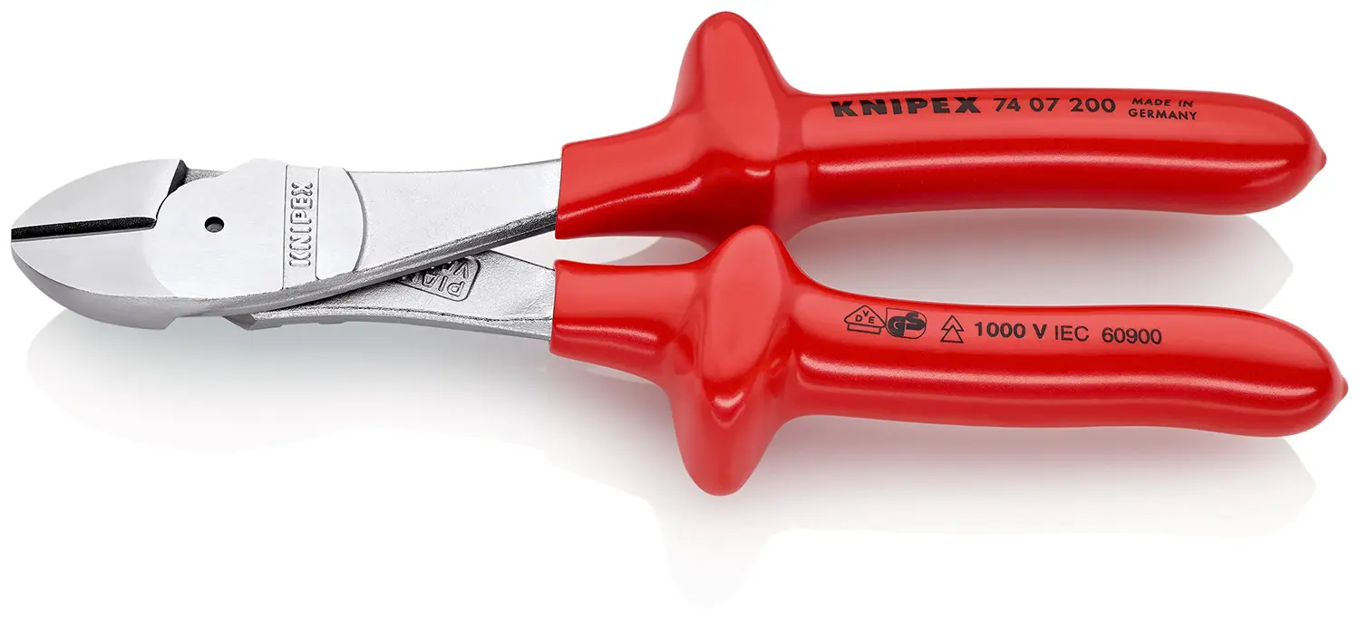 Produktfoto 1 von Knipex Knipex VDE 1000V zugelassen Diagonal Schneider 200 mm / Backen 10mm, Schneidleistung 4.2 mm