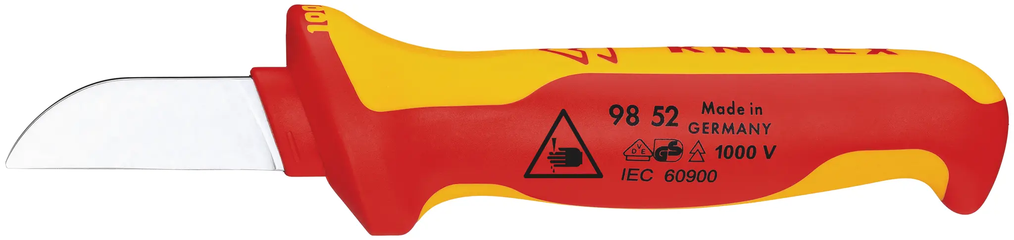 Produktfoto 1 von Knipex VDE 1000V zugelassen Kabelmesser Isolierender Mehrkomponentengriff 190mm, Klinge 50 mm Stahl