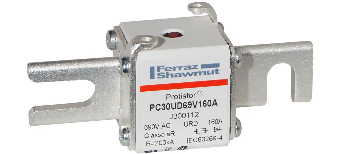 Produktfoto 1 von Mersen NH-Sicherung mit Schraublaschen 30, 700V / 160A FF, URD DIN 80, Lochabstand 77mm