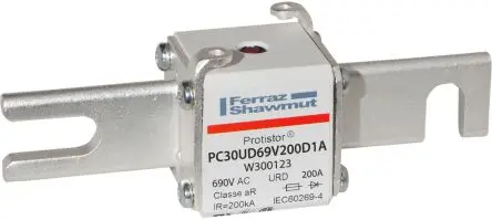Produktfoto 1 von Mersen NH-Sicherung mit Schraublaschen 30, 700V / 200A FF, URD UL, EAC, CCC, CSA, CE, Lochabstand 77 mm