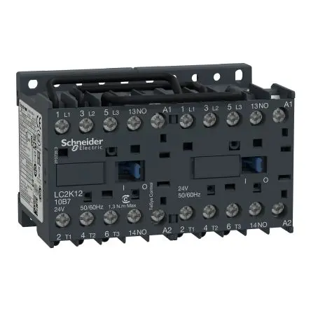 Produktfoto 1 von Schneider Electric TeSyS K Wendeschütz 24V ac-Spule, 3-polig, 690V ac / 12 A 24V ac 5.5 kW 3 Schließer Motorsteuerung,
