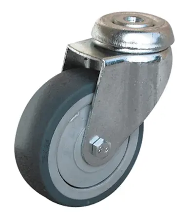 Produktfoto 1 von Guitel Hervieu Drehlager Lenkrolle, Rad ø 100mm, 70kg, Ges H. 121mm, Rad B. 24mm, Einfachbolzen, Gummi-Material