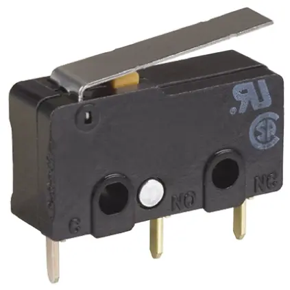 Produktfoto 1 von Omron Mikroschalter Rollenhebel-Betätiger Leiterplatten-Anschlussklemme, 1-poliger Umschalter, 30 V dc, 100mA IP40 0.08N