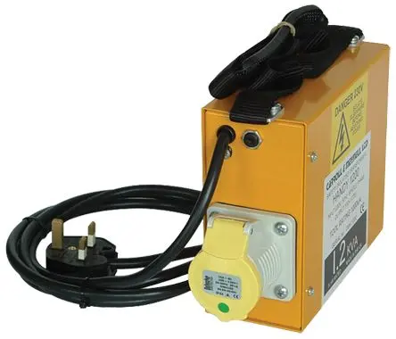 Produktfoto 1 von Carroll & Meynell CMH1200 Baustellentransformator 600 VA, Primär 230 V ac / Sekundär ±55 V ac, 16 A Typ G – Britisch