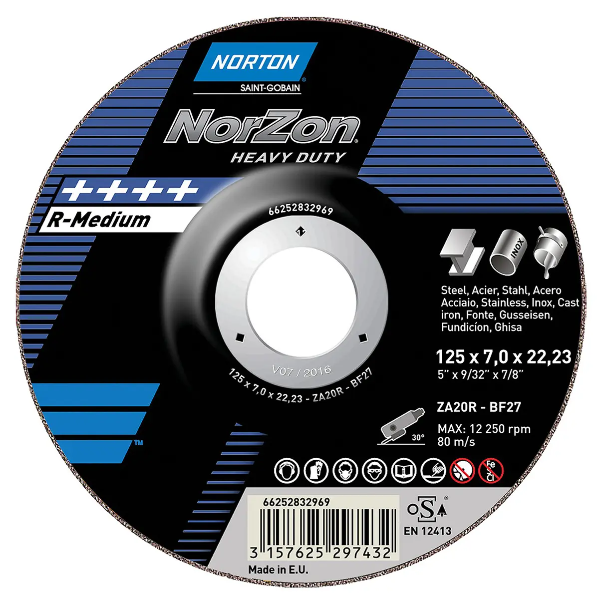 Produktfoto 1 von Norton Zirkoniumdioxid Schleifscheibe Ø 180 mm, Korngröße P24