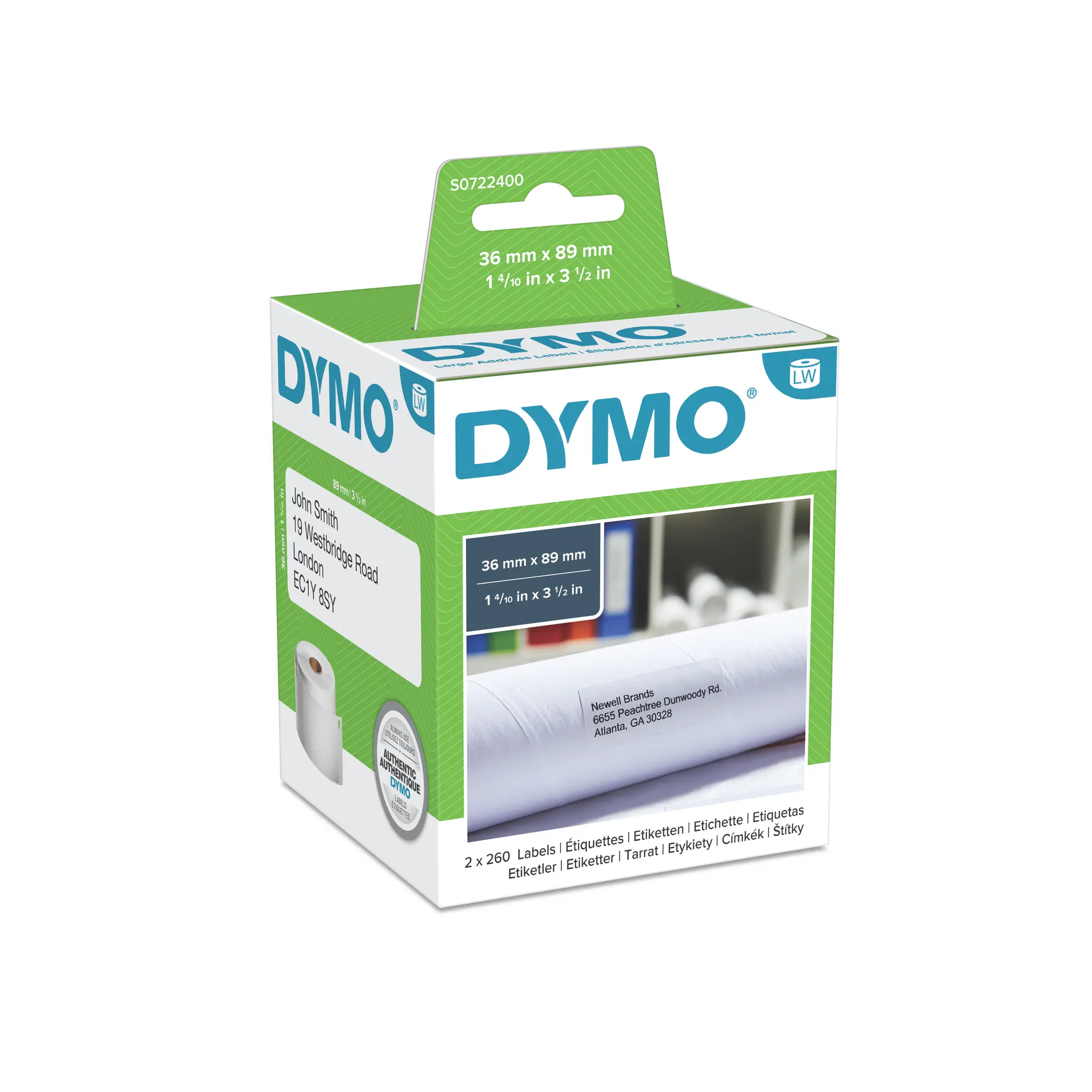 Produktfoto 1 von Dymo Etikette auf Rolle B. 89 mm für Dymo 450 Turbo, Dymo Wireless, Dymo 450, Dymo 450 Twin Turbo, Dymo 450 DUO, Dymo