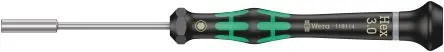 Produktfoto 1 von Wera 3 mm Sechskant Steckschlüssel-Handgriff Schließer (NO), Länge 157mm / Klinge 60 mm